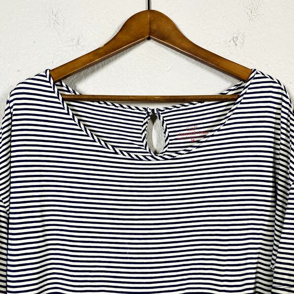 Vineyard Vines Knit Stripe Jersey Dress Short Sleeve Shift Loose Fit Sailor - M - Picture 2 of 4